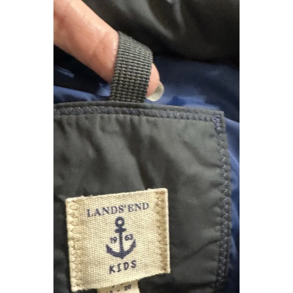 Lands End Quilted Down Puffer Vest Snap‎ Closure Gray, Boys Size XL 18/20